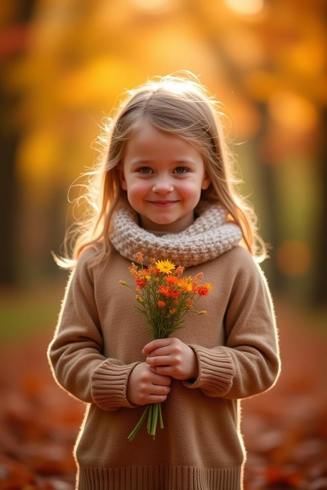 Herbstliches Porträt eines Mädchens mit Laub